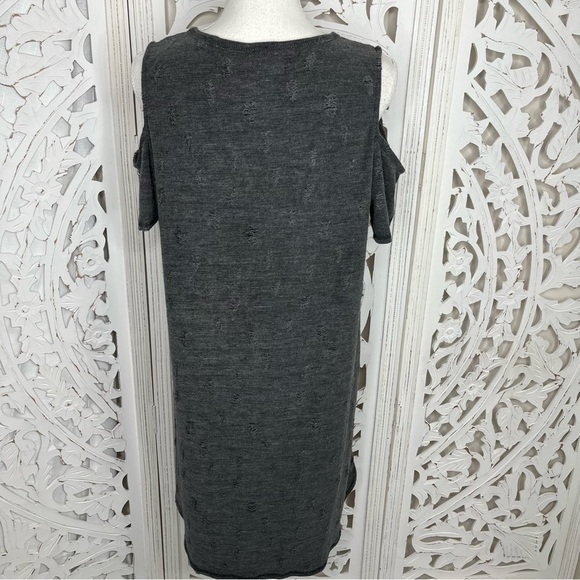 Wrapper London Gray Cold Shoulder Distressed Jersey Dress - Picture 6 of 7